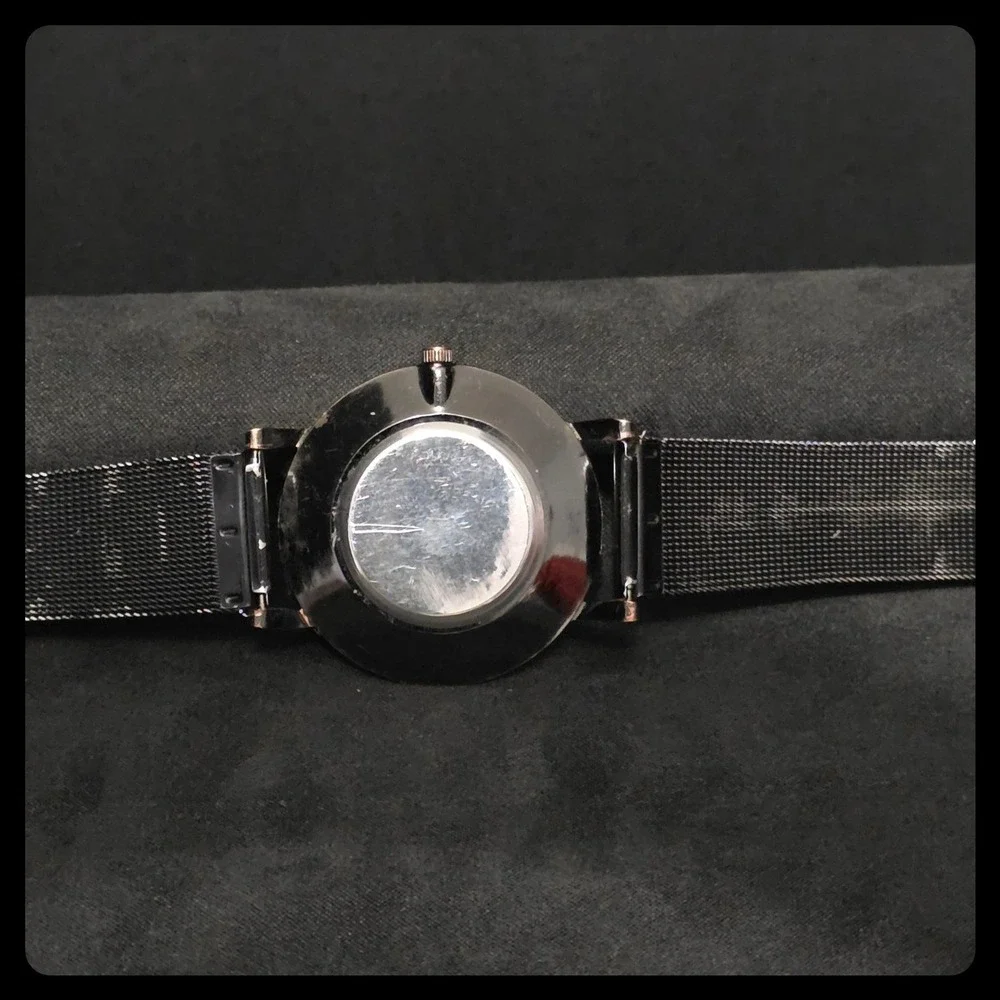 Geneva Mesh Strap Watch Mens OS Black Analog Minimalist Casual
